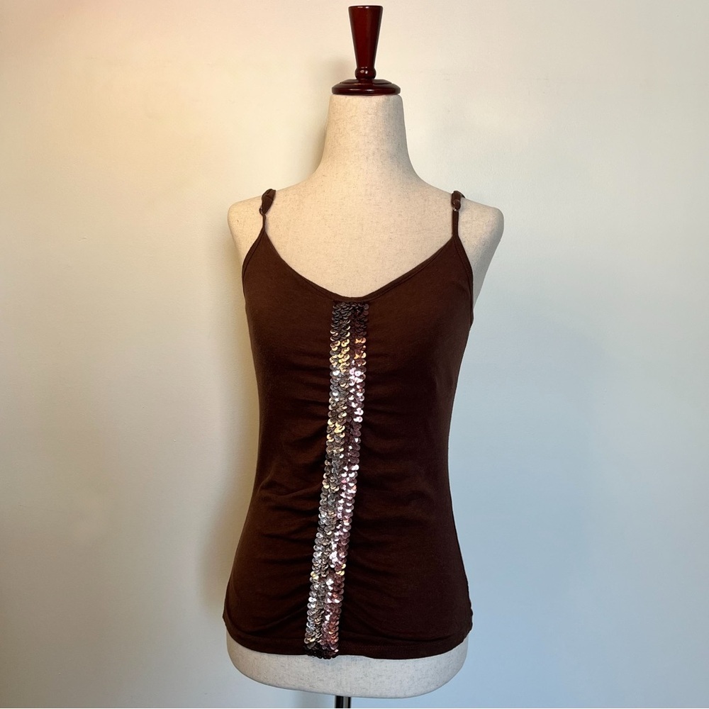 Next Era Couture Brown Sequin Tank Top size small